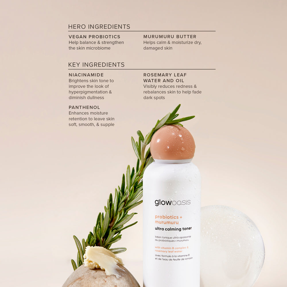 Key ingredient information for glowoasis vegan probiotics ultra calming toner.