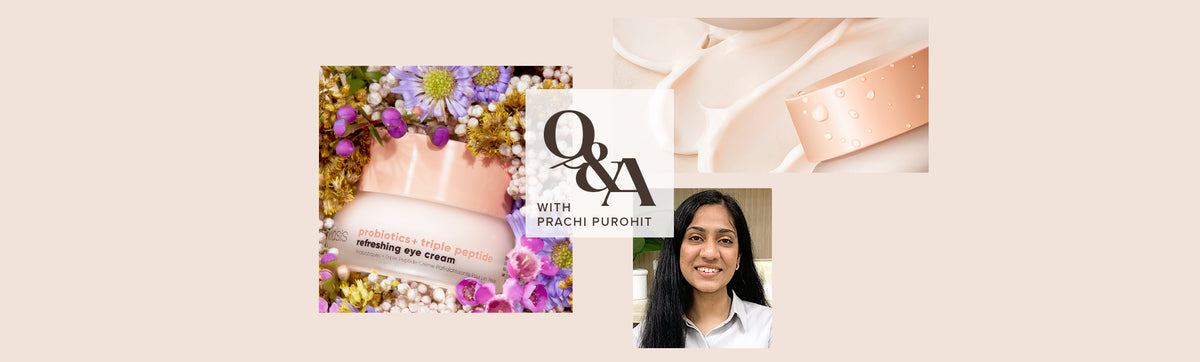 Exclusive Q&A with glowoasis Regulatory specialist, Prachi Purohit. Banner features eye cream.