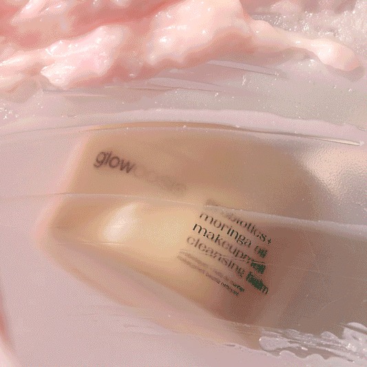 glowoasis vegan probiotic double cleansing pack textures, featuring makeupmelt makeup remover and cloudcleanse probiotics face wash.